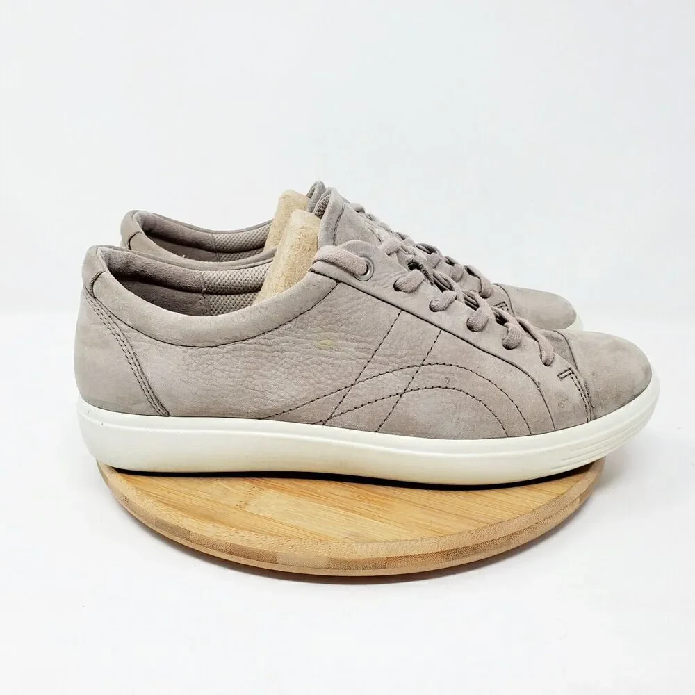 ECCO Soft 7 Stitch‎ Tie Sneakers Womens 39 Warm Grey Comfort Shoes Extra Width